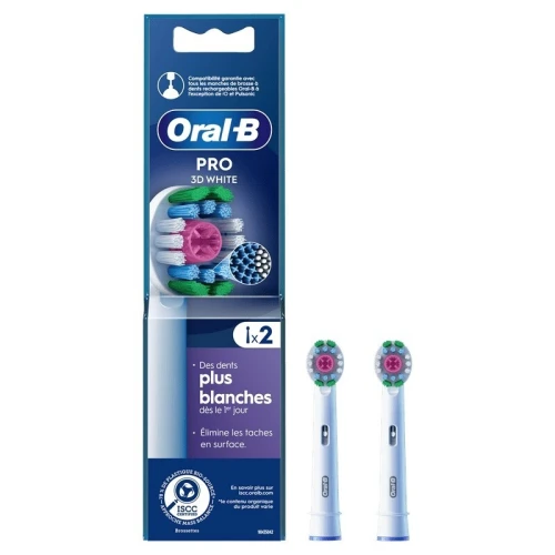 01 Pack Oral B Pro de 02 Brossettes Tête de rechange Au Choix, Cross Action, 3D White, Sensitive Clean, Frozen ou Spider man,  Produit d'Origine