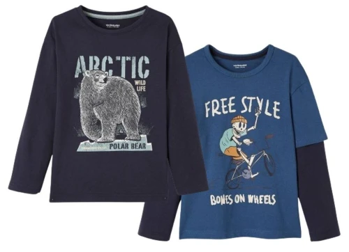 Vertbaudet Pack  de 2 T-Shirts Garçon,  la Forêt Enchantée, Bleu, Produit Original
