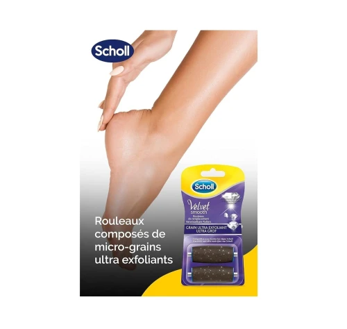 Pack de 02 Rouleaux De Rechange Scholl, Velvet Smooth, Grain Extra Exfoliant Ultra Grof, Produit d'Origine