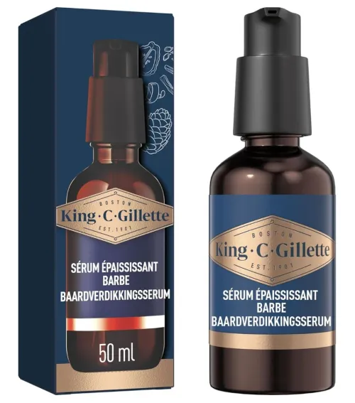 Sérum Épaississant Barbe King . C . Gillette, Avec Complexe De Vitamine B et Caféine- Produit Original, 50 ml