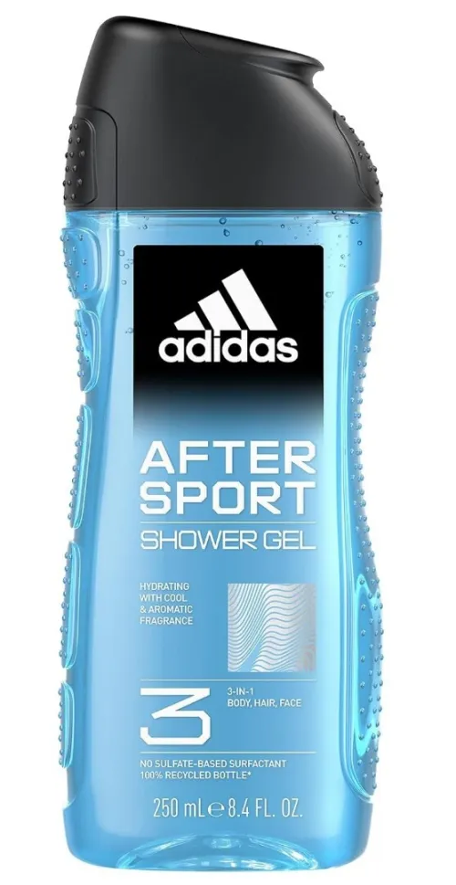 Adidas Gel Douche 3 en 1 ,Corps, Cheveux & Visage, After Sport,  Produit Original, 250 ml