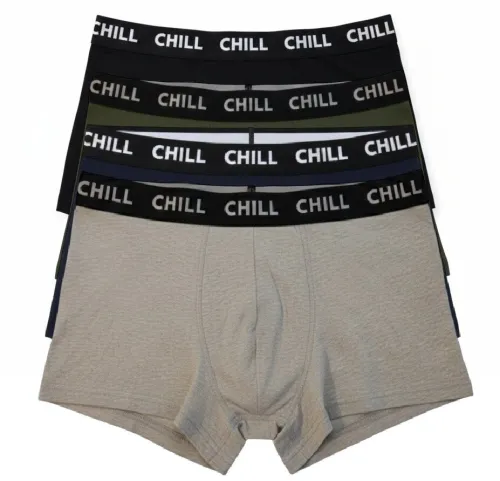 Tex Pack de 04 Boxers Homme  Chill, Produit Original, Vert, Kaki, Bleu, Noir & Gris