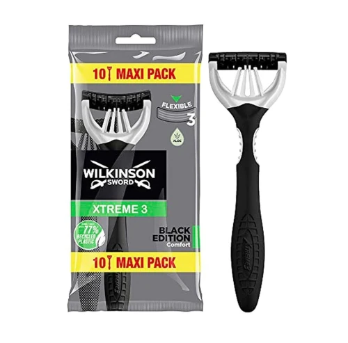 Wilkinson Pack de 10 Rasoirs,  Sword Xtreme 3, Black Edition, Produit Original