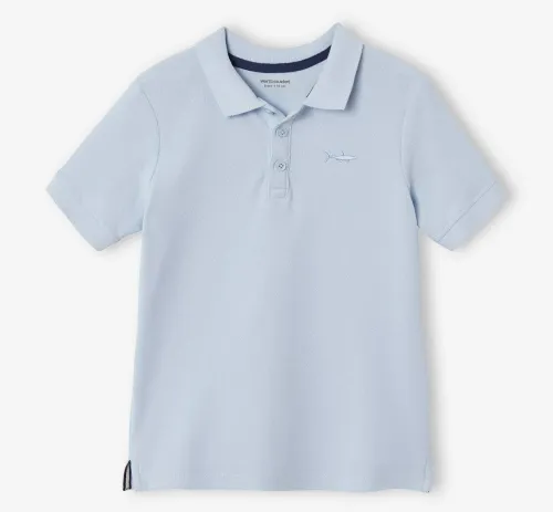 Vertbaudet Polo Manches Courtes Garçon, Broderie Poitrine, Bleu, Produit Original