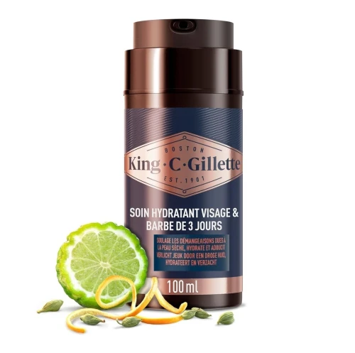 Soin Hydratant Soin Hydratant King. C. Gillette, Visage et Barbe Courte, Produit Original, 100 ml , Visage et Barbe Courte, 100 ML, Produit d'Origine