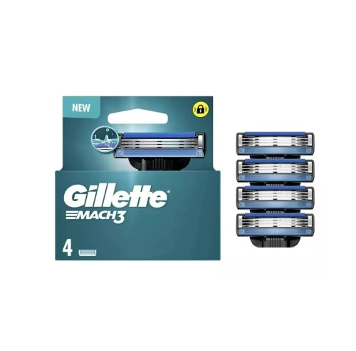 Gillette Mach3 Pack de 04 Recharges Lames de Rasoir, Produit d'Origine