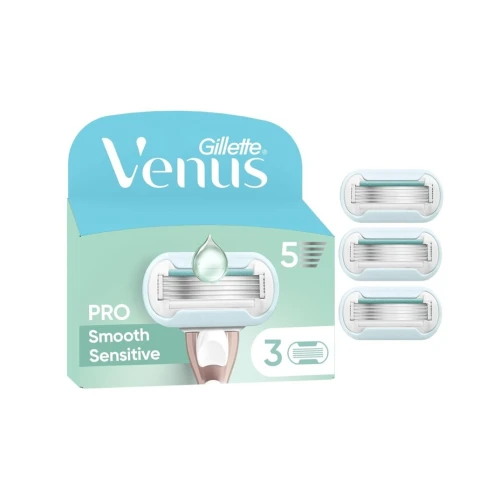 01 Pack 3 Recharges Gillette Pour Rasoir Femme, VENUS 5 Lames , Au Choix Deluxe Smooth / Smooth Sensitive / Comfortglide Sensitive ou Comfortglide Sugarberry, Produit d'Origine