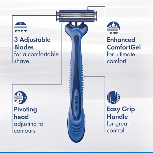 01 Pack de 03 Rasoirs Gillette Jetables Homme au Choix /  Sensor 3 Comfort Ou Sensor 3 Recycled, Avec Bande Lubrifiante, Produit d'Origine