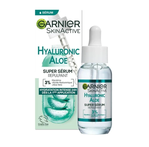 Super Sérum Garnier Repulpant, Hydratation Intense 24h,  Acide Hyaluronique & Aloe Vera, 30 ml, Produit d'Origine