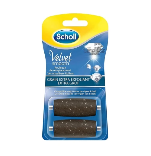 Pack de 02 Rouleaux De Rechange Scholl, Velvet Smooth, Grain Extra Exfoliant Aux Cristaux De Diamant, Produit d'Origine