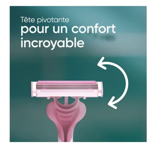 Pack de 04 Rasoirs Jetables Femmes Gillette Venus Simply 3 Lames, Bande Lubrifiante et Tête pivotante, Produit d'Origine