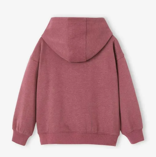 Vertbaudet Sweat Zippe à Capuche Garçon animation poitrine, Produit Original, Bordeaux Chiné