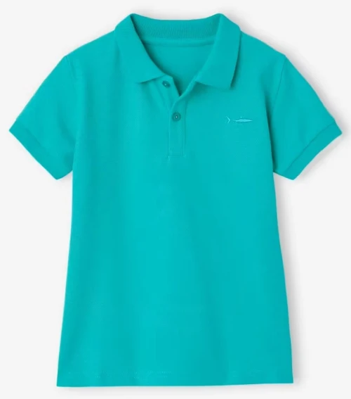 Vertbaudet Polo Garçon Manches Courtes, Broderie Poitrine, Vert Émeraude, Produit Original