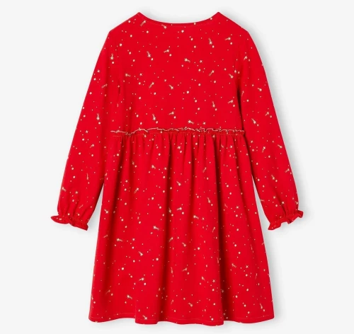 Vertbaudet Robe de Fête Fille Motifs Étoiles Irisés  Rouge