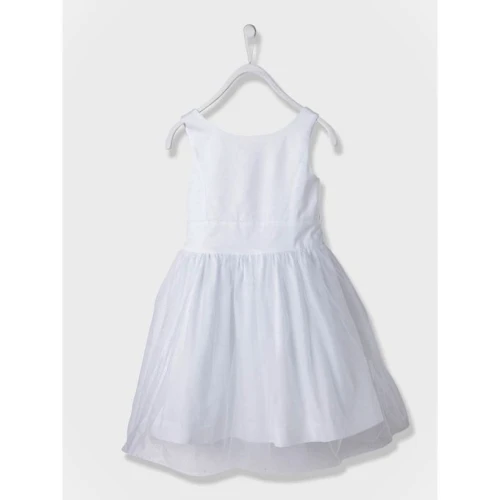Vertbaudet Robe De Cérémonie Fille En Satin Et Tulle - Blanc