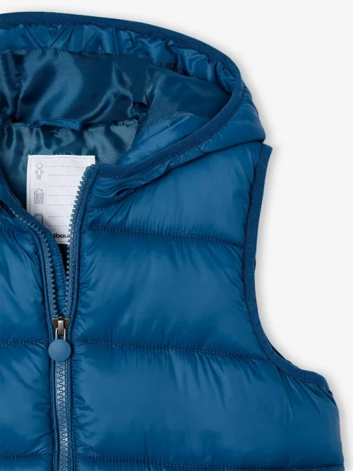 Vertbaudet Doudoune Garçon, Sans Manches Avec Capuche, Bleu Canard, Produit Original
