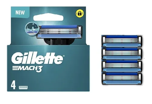 Gillette Mach3 Pack de 04 Recharges Lames de Rasoir, Produit d'Origine