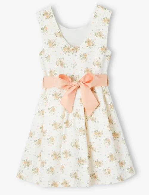 Vertbaudet, Robe de Cérémonie Fille, Motifs Fleurs, Rose Imprimé, Produit Original