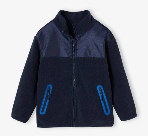 Vertbaudet Gilet Sweat Zippé Garçon, Maille Polaire, Bleu Marine, Produit Original