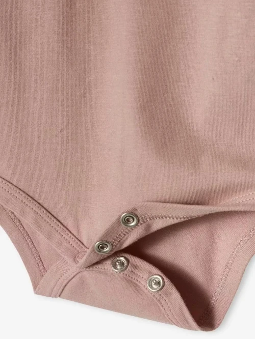 Vertbaudet Pack de 2 Bodies Bébé, Manches Courtes, Col Fantaisie, Rose et Marron, Produit Original