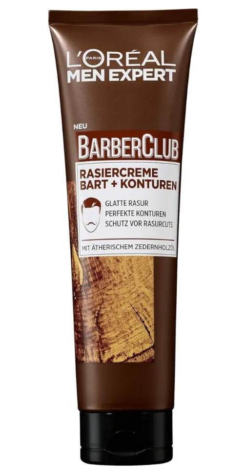 L'Oréal Paris Crème à Raser Barbe + Contours Barber Club Men Expert, Produit Original, 150 ml