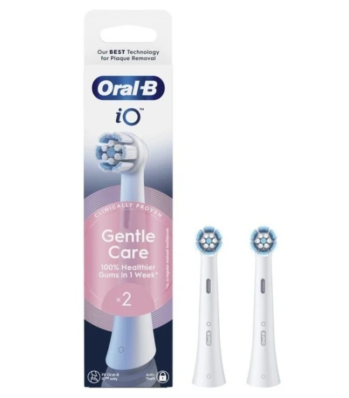 Oral B Pack de 02 Recharges Têtes de Brosse à Dents Électrique, IO Gentle Care, Produit d'Origine
