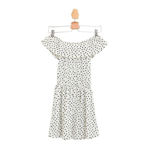 Defacto Robe Fille imprimée manches courtes - Blanche à Pois