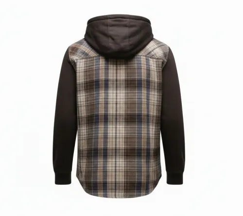 Monoprix Chemise Garçon Avec Capuche, Effet 2 en 1, Marron à Carreaux, Produit Original
