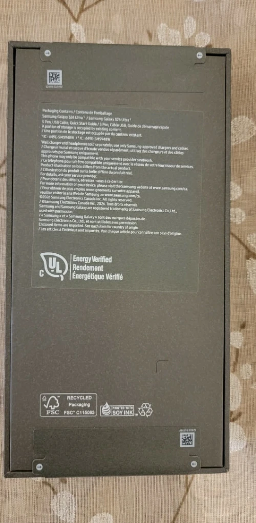 SANSUNG S26 ULTRA  256Gig 5G Canadien