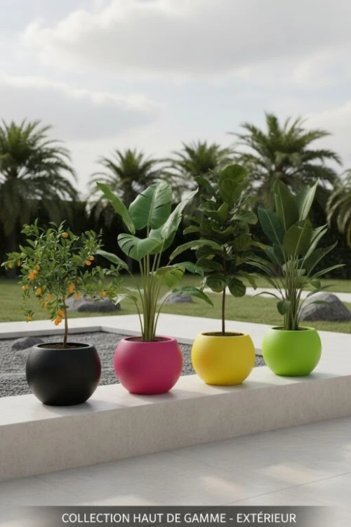 Pot moderne en résine, idéal jardin, terrasse et intérieur