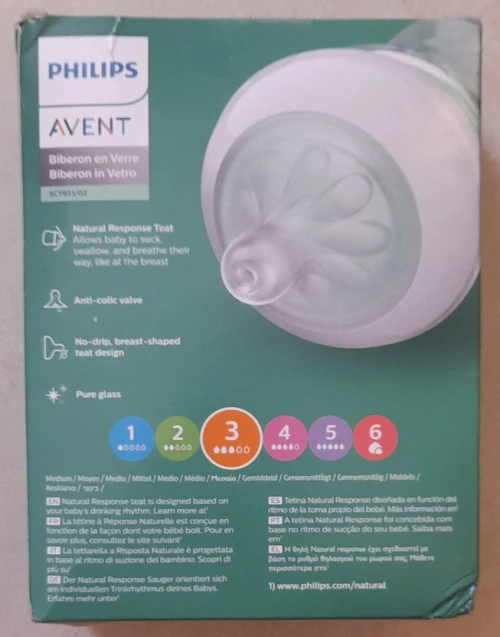 Pack 02 Biberons à Réponse Naturelle 240 Ml en Verre AVENT Philips