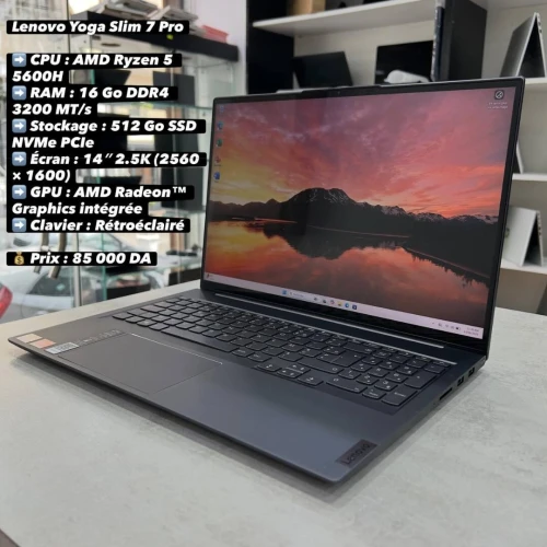 Lenovo Yoga Slim 7 Pro 14 pouce 2560.1600 Ryzen 5 5600H 16Go DDR4 3200MT/s 512Go SSD NVMe AMD Radeon Graphics