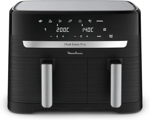 Moulinex Friteuse sans huile, Capacité 8,3   Air Fryer, Application dédiée, Easy Fry Dual 