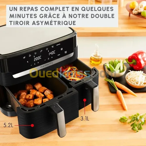 Moulinex Friteuse sans huile, Capacité 8,3   Air Fryer, Application dédiée, Easy Fry Dual 