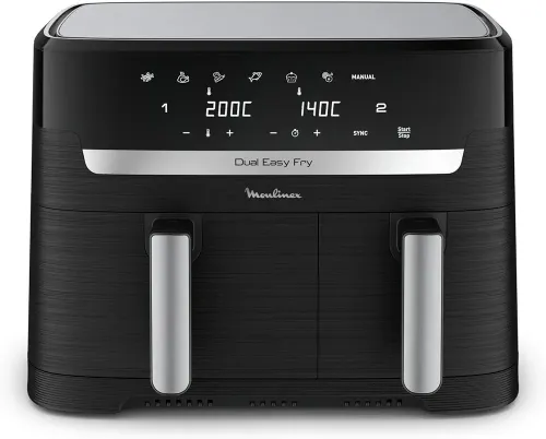 Moulinex Friteuse sans huile, Capacité 8,3   Air Fryer, Application dédiée, Easy Fry Dual 