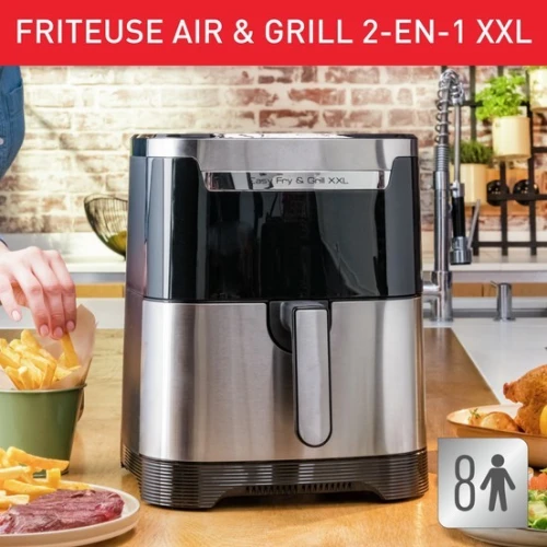 MOULINEX FRITEUSE A AIR CHAUD ET GRILL EASY FRY & GRILL DIGITAL 2-EN-1 XXL INOX EZ801D10