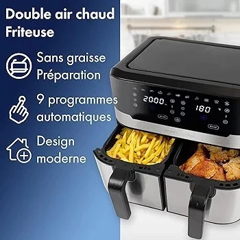 Profi Cook,Double Friteuse à Air Chaud avec Ecran Tactile