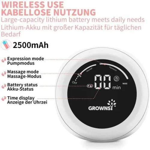 Tire lait électrique double 2 modes et vitesse continu écran LED HD rechargeable sans BPA silencieux
