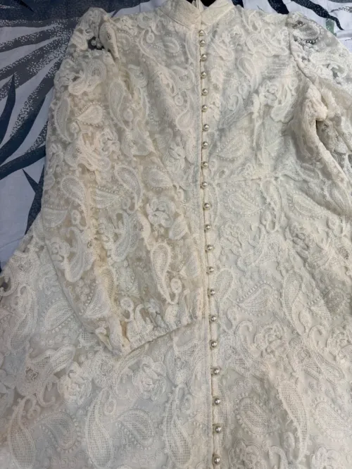 Robe longue blanche Tintin avec les rond rond-point On verra