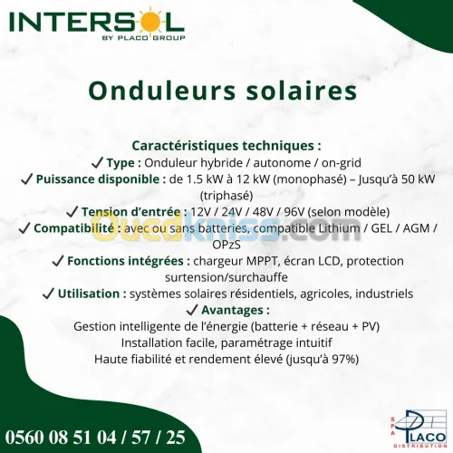ONDULEURS SOLAIRES DISPONIBLE, HYBRIDE/ONGRID/OFFGRID 