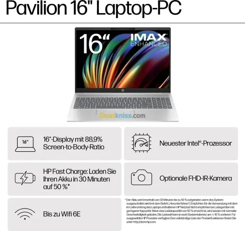HP PAVILION 16 - 16-AF0782NZ - CORE ULTRA 7-155U - 16GB - 512GB SSD, 16" WUXGA - WIN 11 PRO