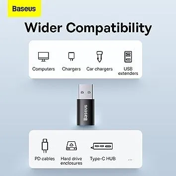BASEUS CONVERTISSEUR INGENUITY SERIES MINI OTG ADAPTATEUR USB-A 3.1 Mâle Vers Type-C Femelle Noir