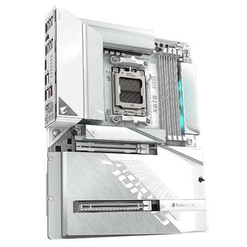 GIGABYTE X870 AORUS STEALTH ICE - CARTE MÈRE ATX - SOCKET AM5 - 4 x DDR5 - 1 x PCIe 5.0 X16 - 4 x M.2 NVMe - WIFI 7 - BT 5.4 - LAN 5GBE - USB4 - WHITE