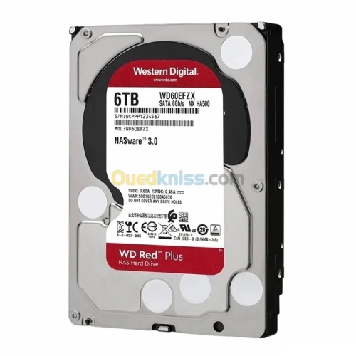 WD RED PLUS NAS WARE 6 TB - DISQUE DUR HDD 3.5" - 7200 RPM - SATA 6 GB/S - 256MB CACHE - WD60EFPX