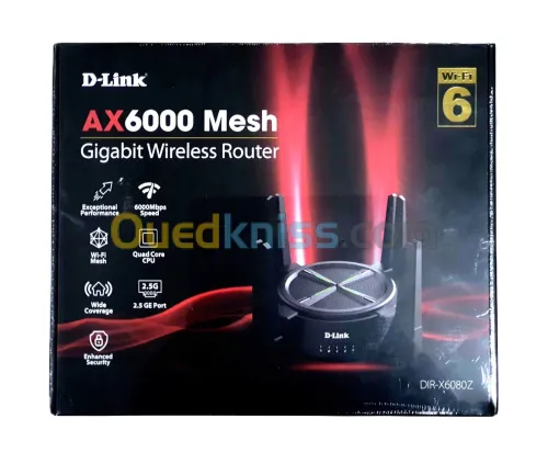 D-LINK ROUTEUR DIR-X6080Z - AX6000 MESH WIFI-6 - 6000 Mbps - 2.5 GIGABIT - OFDMA - MU-MIMO - BLACK