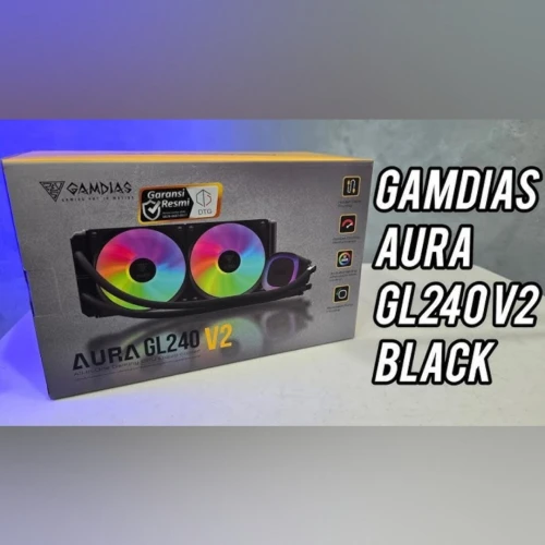 GAMDIAS AURA GL240 V2 - WATER COOLING 240MM -2 X FANS ARGB - PERFORMANCE - INTEL & AMD - BLACK