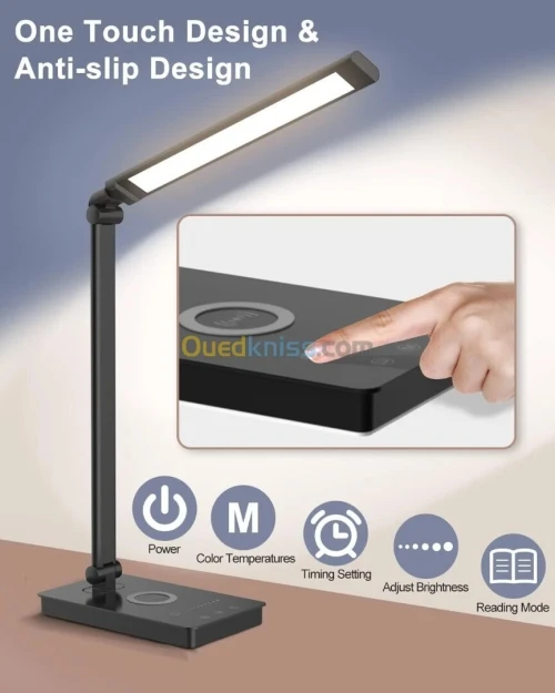 MAXESLA PH384 - LED INOVATIVE DESK LAMP - CHARGEMENT SANS FIL - MODE LECTURE - TACTILE - BLACK