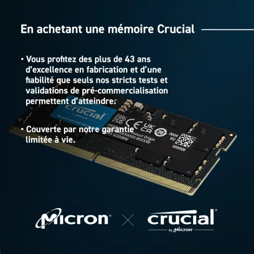 RAM CRUCIAL 16GB DDR5 - 4800 MHZ - SODIMM - LAPTOP - ULTRA PERFORMANCE - 1.1V - BLACK