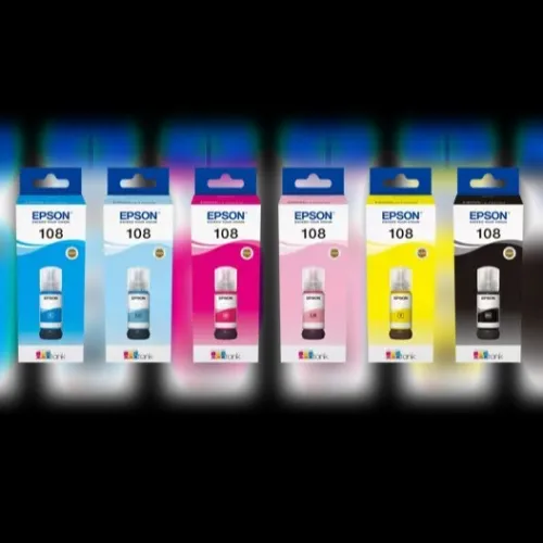 BOUTEILLES D'ENCRE EPSON 108 ECOTANK - BLACK - CYAN - MAGENTA - YELLOW - LIGHT CYAN - LIGHT MAGENTA 