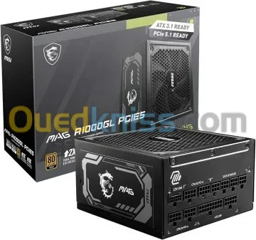 MSI MAG A1000GL PCIES 5 - ALIMENTATION FULL MODULAIRE 1000W - 80 PLUS GOLD TVD - ATX/EPS - NOIR